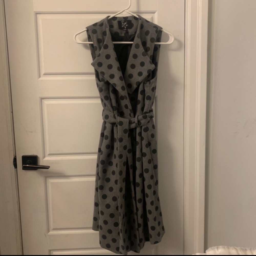 Polka Dot Sleeveless Coat Dress